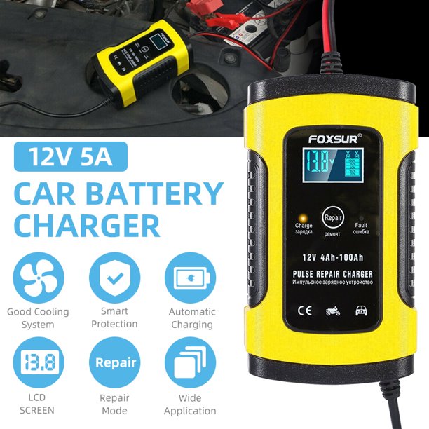 Vtin 12v 5a Car Battery Charger Pulse Repair Charger With Lcd Display Battery Charger For Car Boat Motorcycle Agm Gel Wet Lead Acid Battery Pb Walmart Com Walmart Com