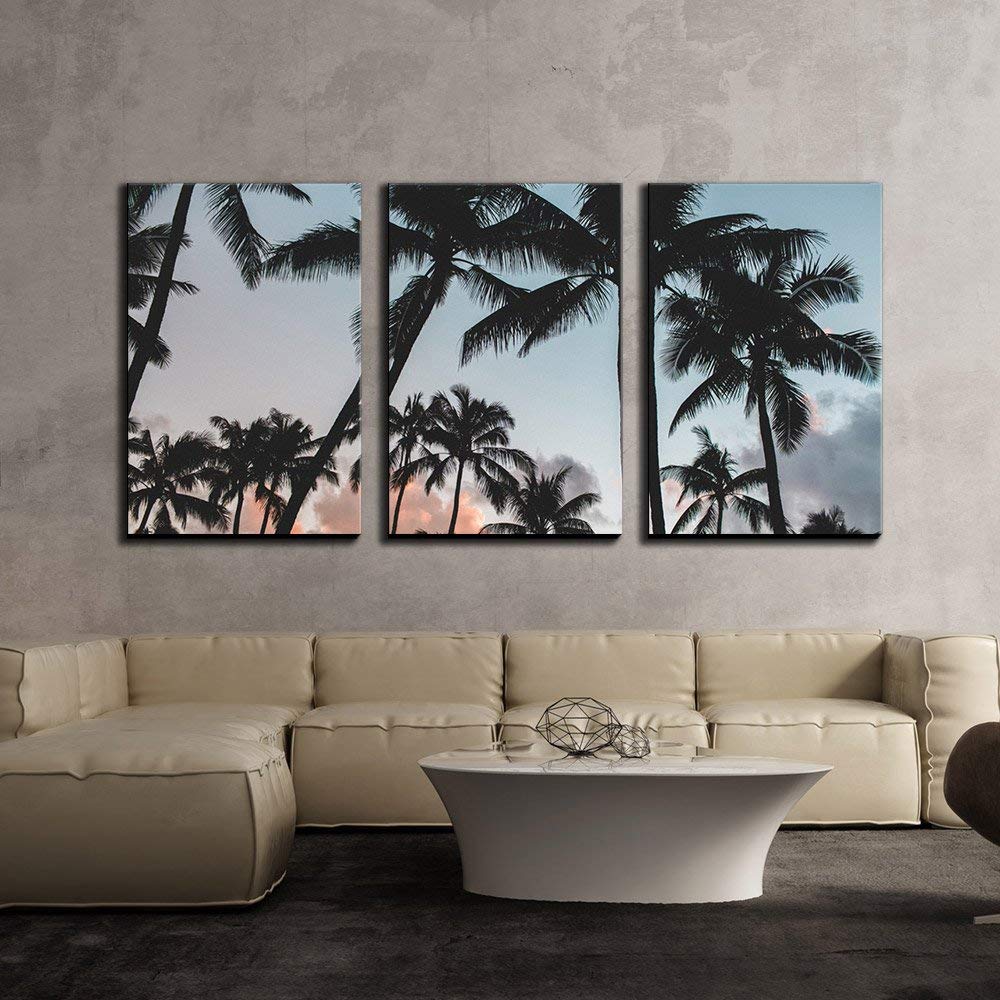 Wall26 3 Piece Canvas Wall Art Palm Trees at Dusk Modern Home Decor