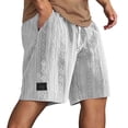 thumbnail image 2 of Mens Shorts Casual Summer Elastic Waist Textured Wide Straight Leg Loose Fit Lounge Shorts with Pockets, 2 of 6