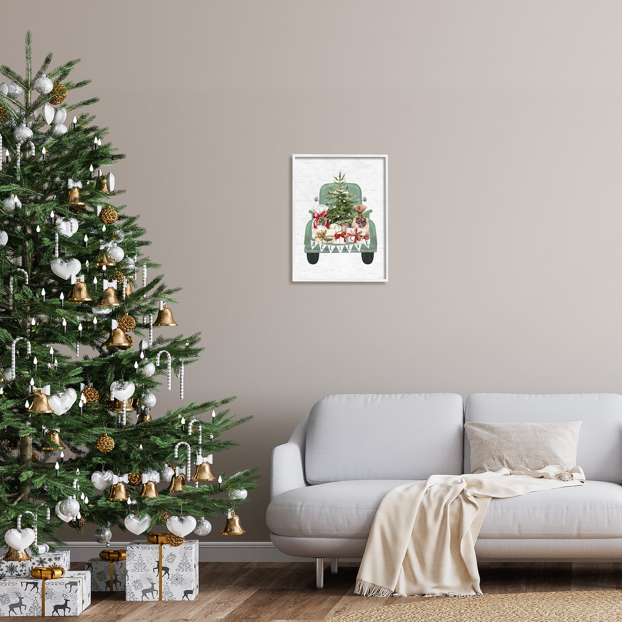 Stupell Industries Christmas Gift Pickup Holiday Painting White Framed Art Print Wall Art, 16 x 20