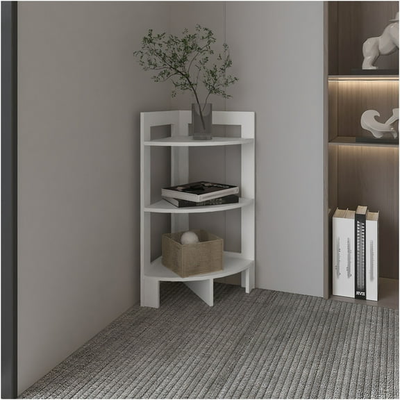 JERFIT Modern 3-Tier End Table with Tray Top, Narrow Sofa Side Table for Small Spaces, Multi-Functional Shelf Nightstand, White