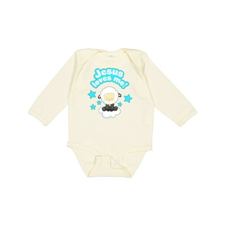 

Inktastic Jesus Loves Me Cute Lamb and Stars Gift Baby Boy or Baby Girl Long Sleeve Bodysuit