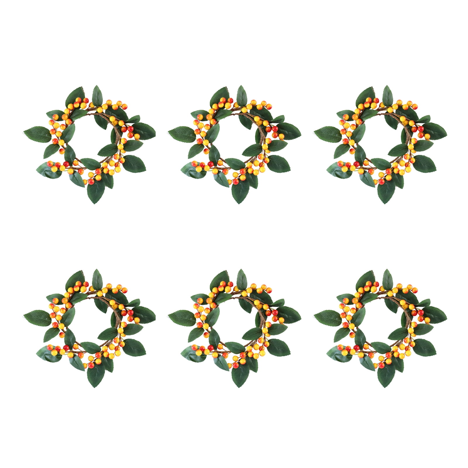 Hapeisy 6 Pcs Halloween Candle Rings,Artificial Green Leaves and