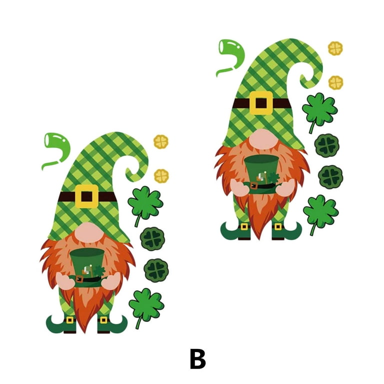 Taqqpue St Patricks Day Iron-On Transfers Irish Gnome Shamrock