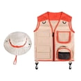 thumbnail image 2 of Kits de explorador para niños, chaleco y sombrero para cosplay para fiesta de Halloween, juguetes educativos para juegos de rol, equipo de campamento, rojo, 2 of 8