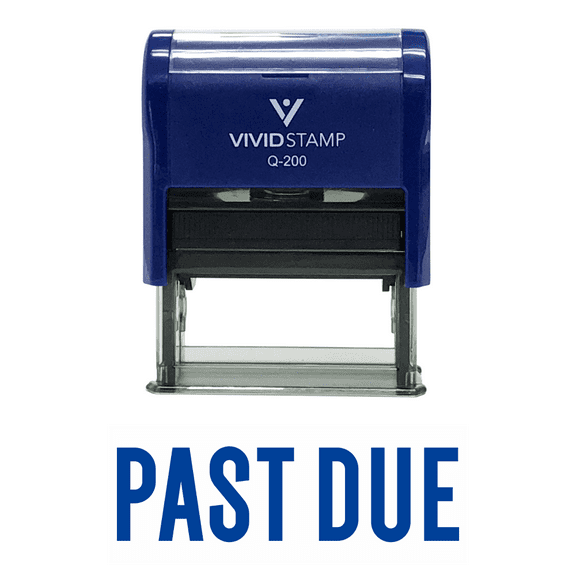 Vivid Stamp Classic "PAST DUE" Self Inking Rubber Stamp (Blue Ink) - Medium