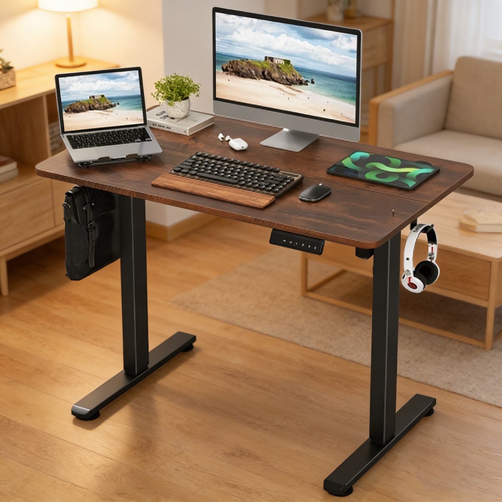 Standing Desks That Raise Up and Down  Large Adjustable Height Raising Desk for Ergonomic Home Office Efficiency