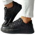 thumbnail image 1 of Dakaela Espadrilles de Mode à Paillettes pour Femmes, Basses, Plateforme, Strass, Chaussures de Marche et de Course, Noir, 7, 1 of 7