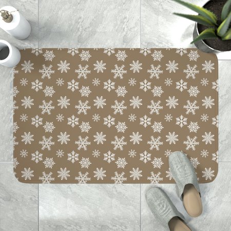 Brown Snowflake Bath Mat, Memory Foam Two Sizes