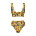 thumbnail image 6 of Rocae Sunflowers Vintage for Bikini Set for Women Two Piece Sexy High Swimsuits Split Crossover Bikini, 6 of 9