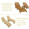 thumbnail image 4 of Outdoor Patio Wood Portable Extended Chaise Lounge Set with Foldable Tea Table for Balcony, Poolside, Garden, Brown Finish+Dark Gray Cushion, 4 of 9