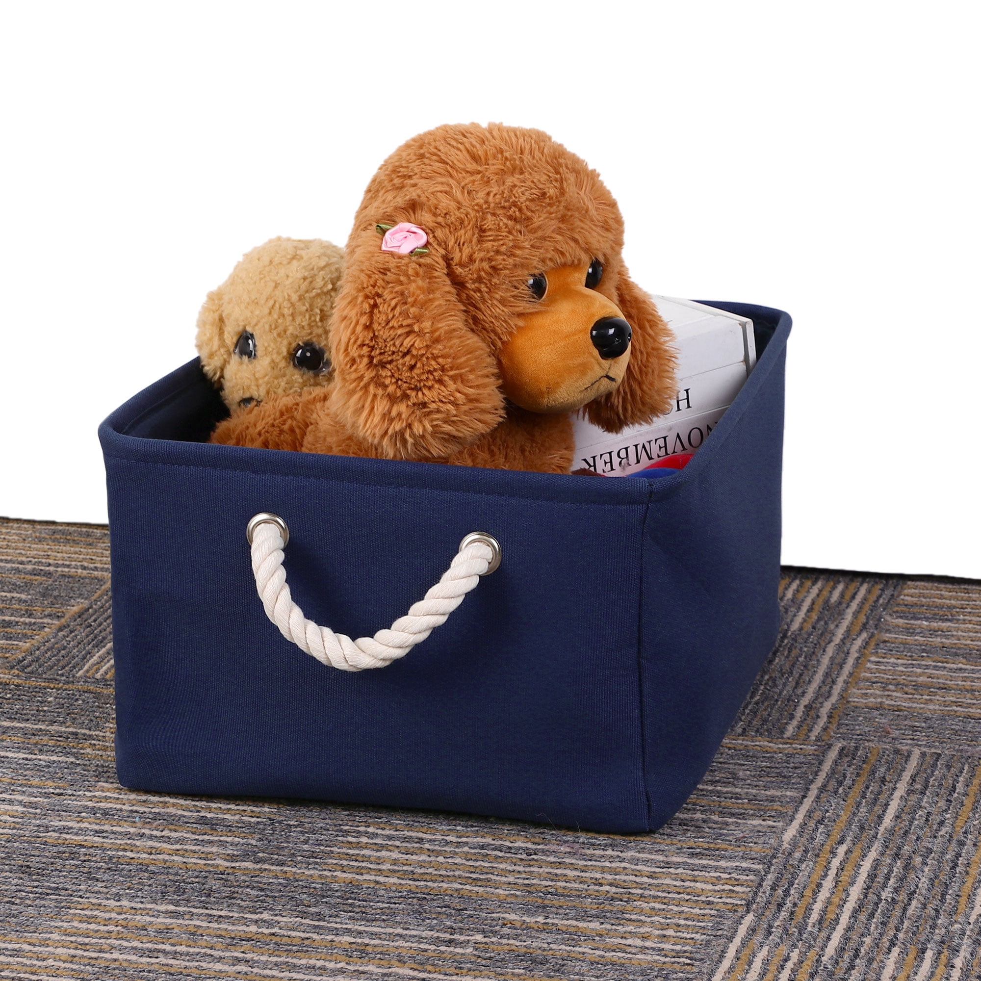 Unique Bargains Foldable Fabric Storage Basket with Handles 16.14" x 12.20" x 7.87"