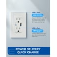 thumbnail image 3 of ELEGRP USB Outlets Receptacles, USB C Wall Outlet Supports 20W Power Delivery for iPhone/Samsung Galaxy/iPad Pro, 15 Amp Outlet with USB C Ports, Wall Plate included, UL Listed, 3 of 8