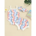 thumbnail image 4 of Bslissey Baby Girl Cute Shorts Sets Infant Girl Flower Print Sleeveless Strap Romper + Ruffle Shorts + Bow Headband 3M 6M 12M 18M Newborn Casual Summer 3Pcs Outfits, 4 of 8