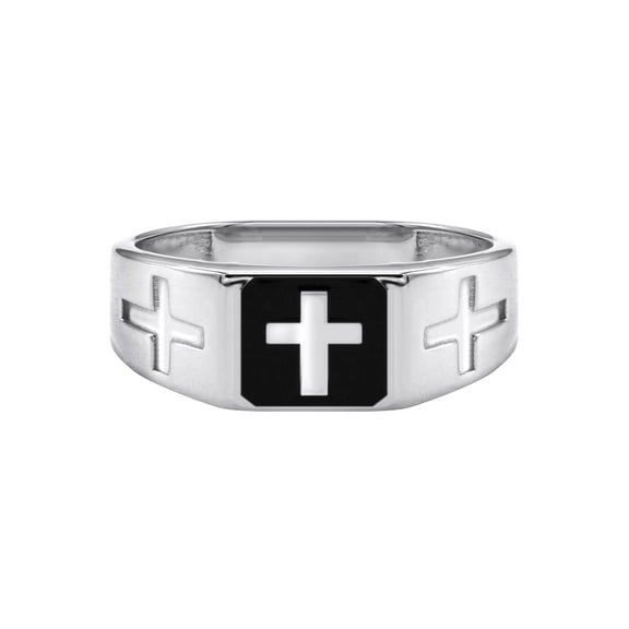 Mens Silver Cross Signet Ring | Appx 4.2 Grams