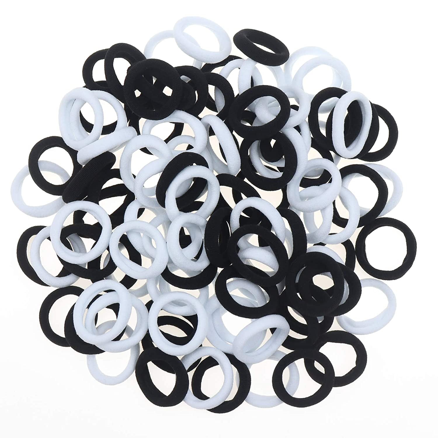 100 Pack Nylon Small Hair Ties Seamless Ponytail Holder Toddlers Girls' Hair Elastics (black and