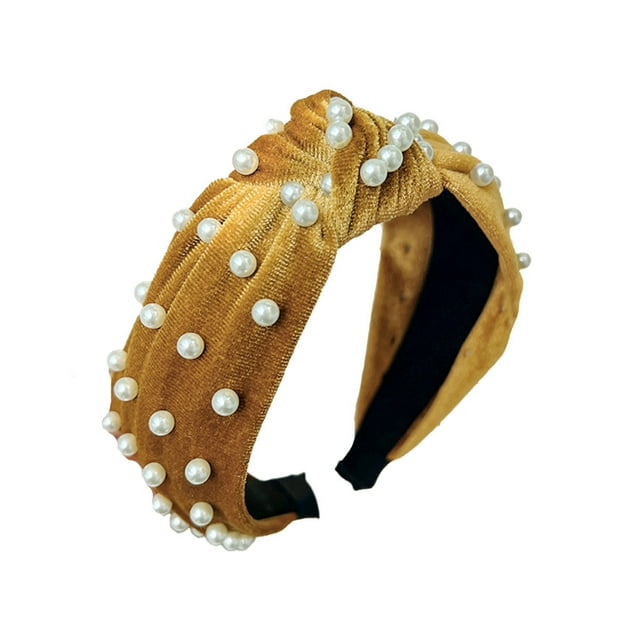 Minnieouse Diadema con nudo torcido, diadema de perlas elegante, accesorios flexibles para el cabello de boda, diademas para mujeres y niñas, ropa de Accesorio para el cabello Oro Minnieouse AP010010-13B
