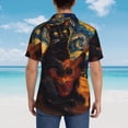 thumbnail image 4 of Fuzoiu Starry Night Cat Guitarist Print Hawaiian Shirt for Men, Summer Beach Casual Short Sleeve Button Down Shirts, Men’s Beach Summer Shirts with Pocket,XX-Large, 4 of 7