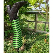 SLYNSHome Halloween Witch Legs Yard Stake Decoration,Upright Witch Striped Leg for Courtyards,Lawns Halloween Home Decor - Green