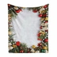 thumbnail image 1 of Christmas Soft Flannel Fleece Blanket, Dressed New Year Tree Bedizen Garnished Fir Needles Spruce Yuletide Border Print, Cozy Plush for Indoor and Outdoor Use, 50" x 70", Multicolor, by Ambesonne, 1 of 6