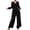 Black, variant on Pant Suits for Women Casual Two Piece Sets Long Sleeve V Neck Shirts Palazzo Pants Matching Lounge Set