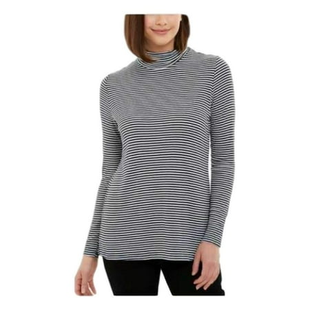 Jones New York Womens Soft Ribbed Knit Long Sleeve Turtleneck (Navy Combo, XX-Large)