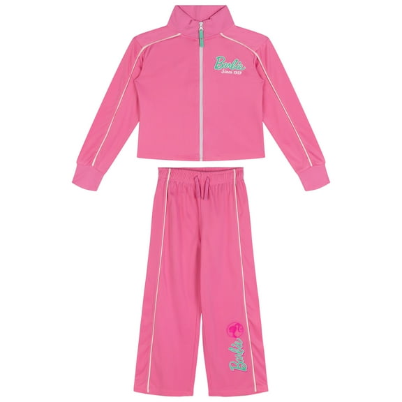 Barbie Zip Up Jacket and Pants Tracksuit Outfit Set Toddler to Big Kid