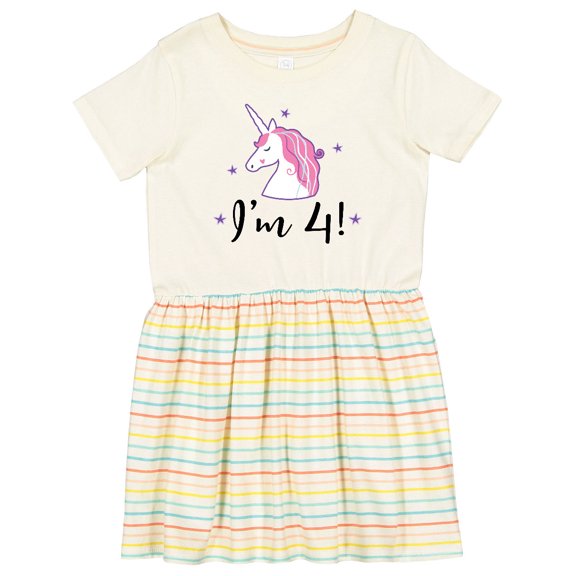 Inktastic 4th Birthday Cute Unicorn Girls Toddler Dress