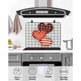 thumbnail image 4 of Large Induction Cooktop Protector Mat Valentine's Day Stove Top Covers for Electric Stove, Love Heart Sage Green Leaves Buffalo Plaid Decorative Stove Burner Cover Mats, Glass Top Stove Cover, 4 of 7