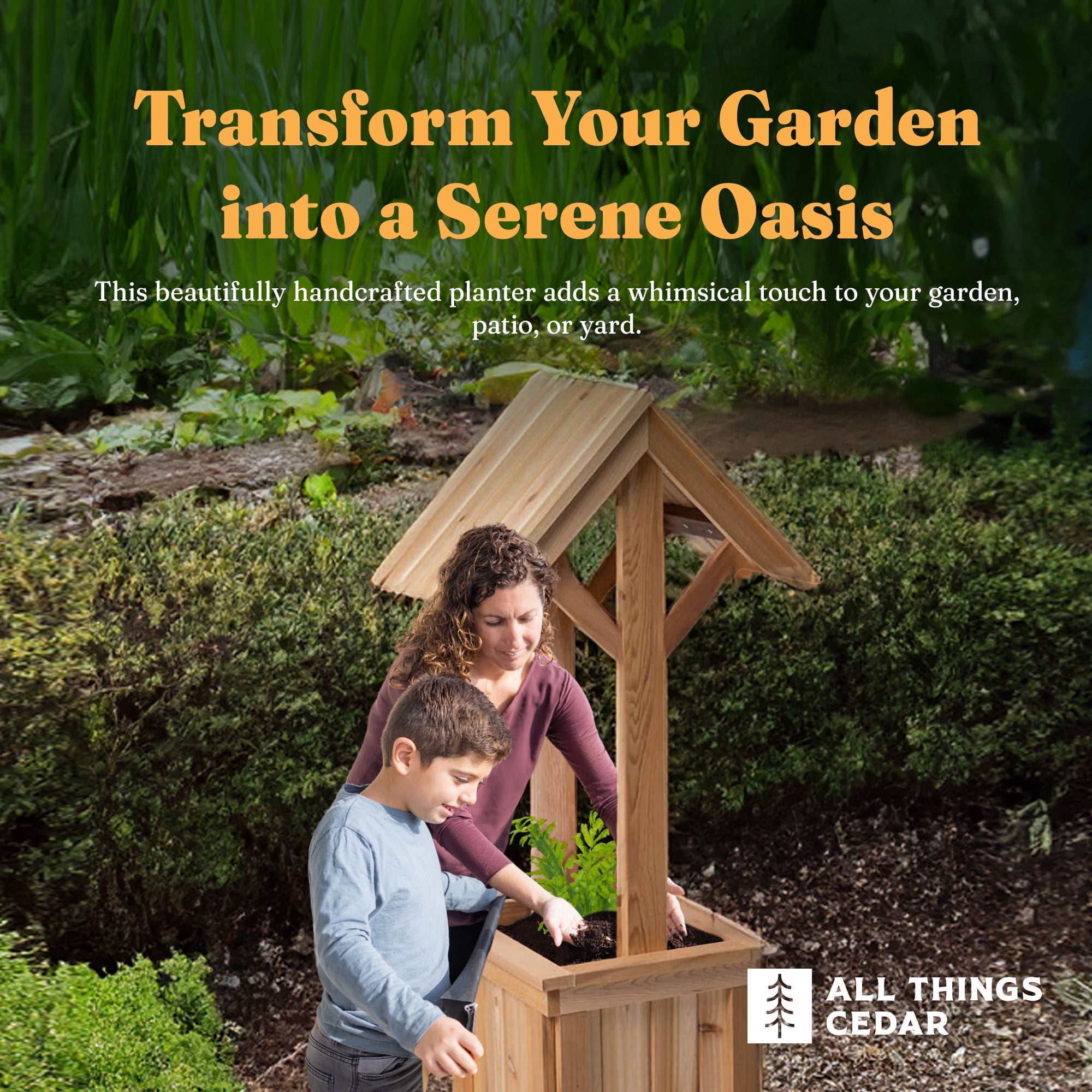 All Thing Cedar WW48 4-ft Wishing Well Planter Box - 22L x 16.5W x 48H