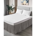 thumbnail image 4 of Black Striped Wrap Around Bed Skirts for California King Bed 18" Drop,Bed Skirt with Adjustable Elastic Belt Dust Ruffle Bed Valance for Bedroom Modern Simple Farmhouse Beige Vintage Bed Frame Cover, 4 of 7