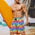 thumbnail image 6 of Binienty Men's Board Shorts Swim Trunks With Tie Dye Palm Tree Pattern - Quick Dry for Summer Beach Vacations and Water Sports, 6 of 10
