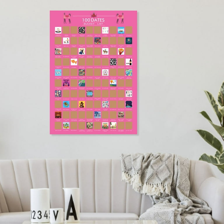 Cheer US 100 Dates Scratch Off Poster - Bucket List - Couples Games Date Night Ideas - Wedding Gifts for Couple Games for Couples Gifts - Valentines