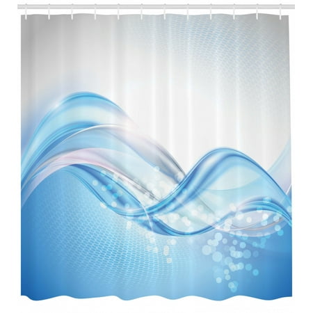 Abstract Shower Curtain Modern Wavy Ocean Surfer Summertime