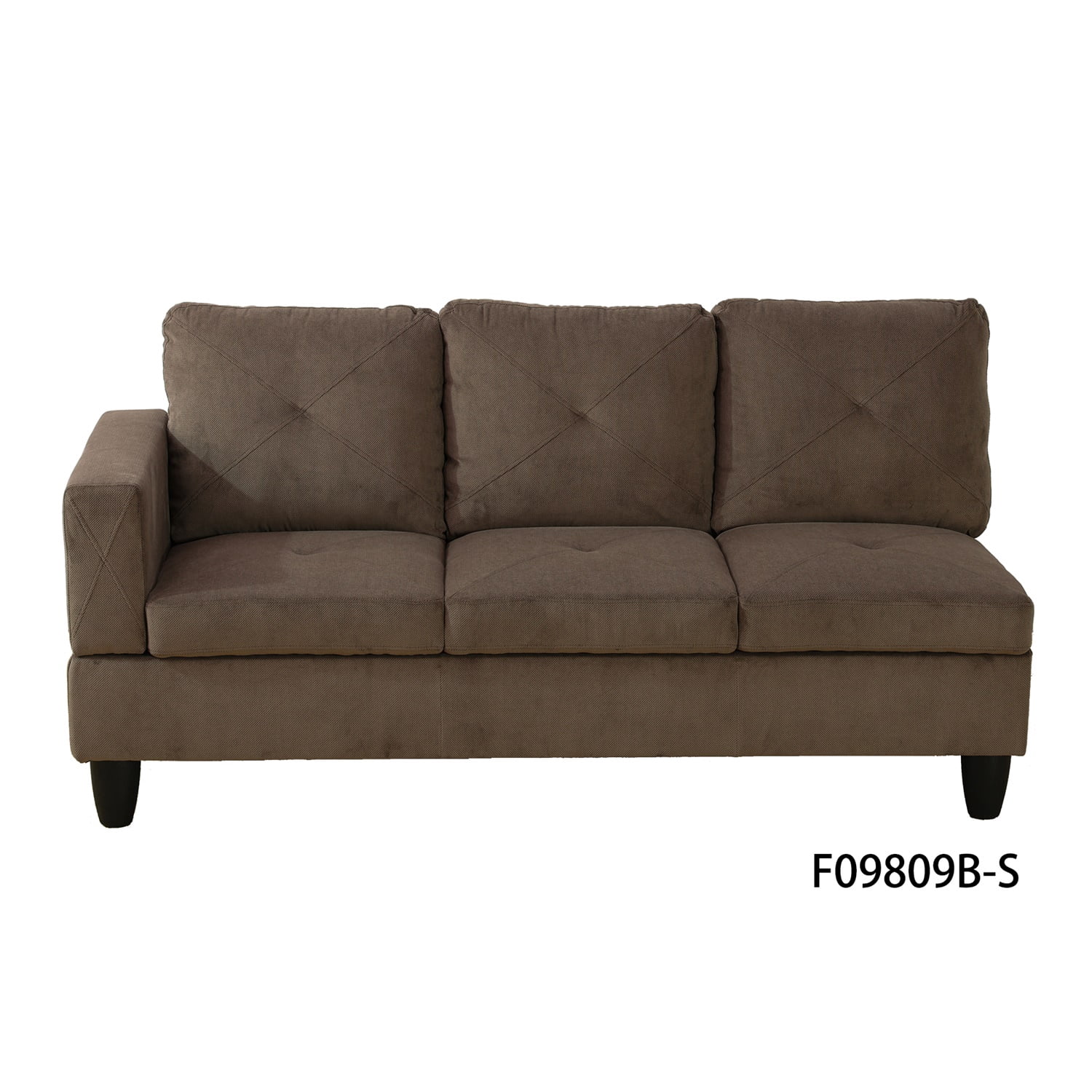 Hommoo Corduroy Living Room Furniture Sets, 4-Seat L-Shape Sectional Couch Sofa, Brown(No Ottoman)