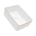 thumbnail image 4 of 16x12x5 Inch White Rectangular Ceramic Bathroom Sink US Standard Drain Opening Suitable for Outdoor Bathroom, 4 of 7