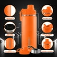 thumbnail image 4 of Squatz 40 Oz Neptune Series Steel Water Bottle, Double Wall Vacuum Insulated Flask W/ Handle Strap, 4 of 7