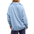 thumbnail image 4 of Stralyhd Womens Oversized Sweatshirt Button Henley Neck Long Sleeve Soft Comfort Pullover Tops Fall Winter Outfits Sky Blue 2XL, 4 of 4