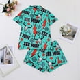 thumbnail image 5 of pajamas sets for womens with shorts plus size soft pjs loungewear sets 2 pieces short sleeve v neck funny graphic sleepwear set Mint Green S, 5 of 7