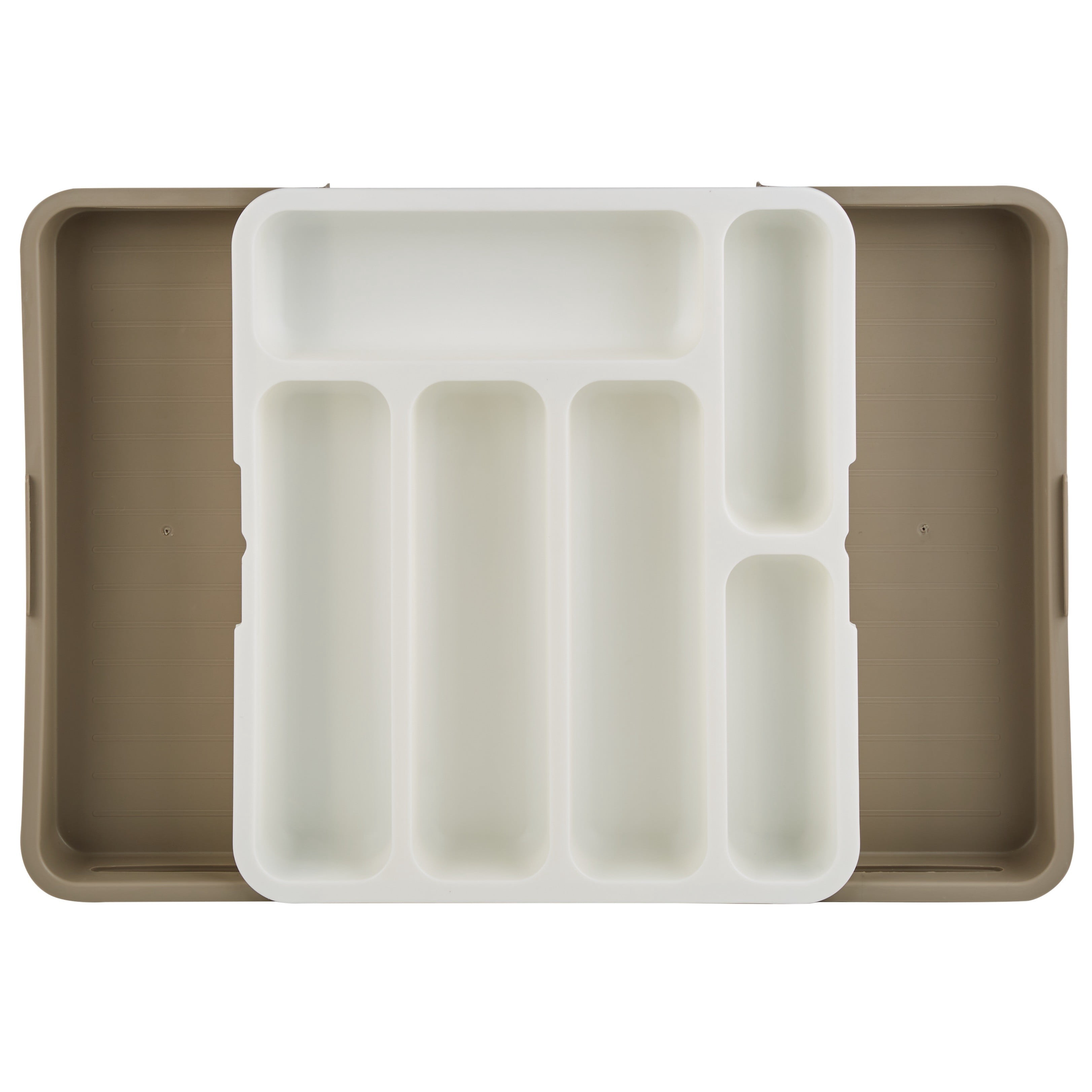 Kitchen Details Extendable Cutlery Tray Organizer White Color | Expandable Silverware Drawer Organizer | Adjustable Utensil Storage