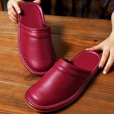 

QWZNDZGR Affordable Leather Slipper Men s Home Shoes Winter Waterproof Slippers Unisex Indoor Shoes Room Guest Slipper Man Flip Flops