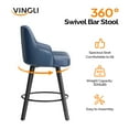 thumbnail image 4 of Zimtown Modern Swivel Barstools Set of 2, Padded PU Leather Bar Chairs 26" for Dining Room, Kitchen Island, Bar, Smoke Blue, 4 of 7