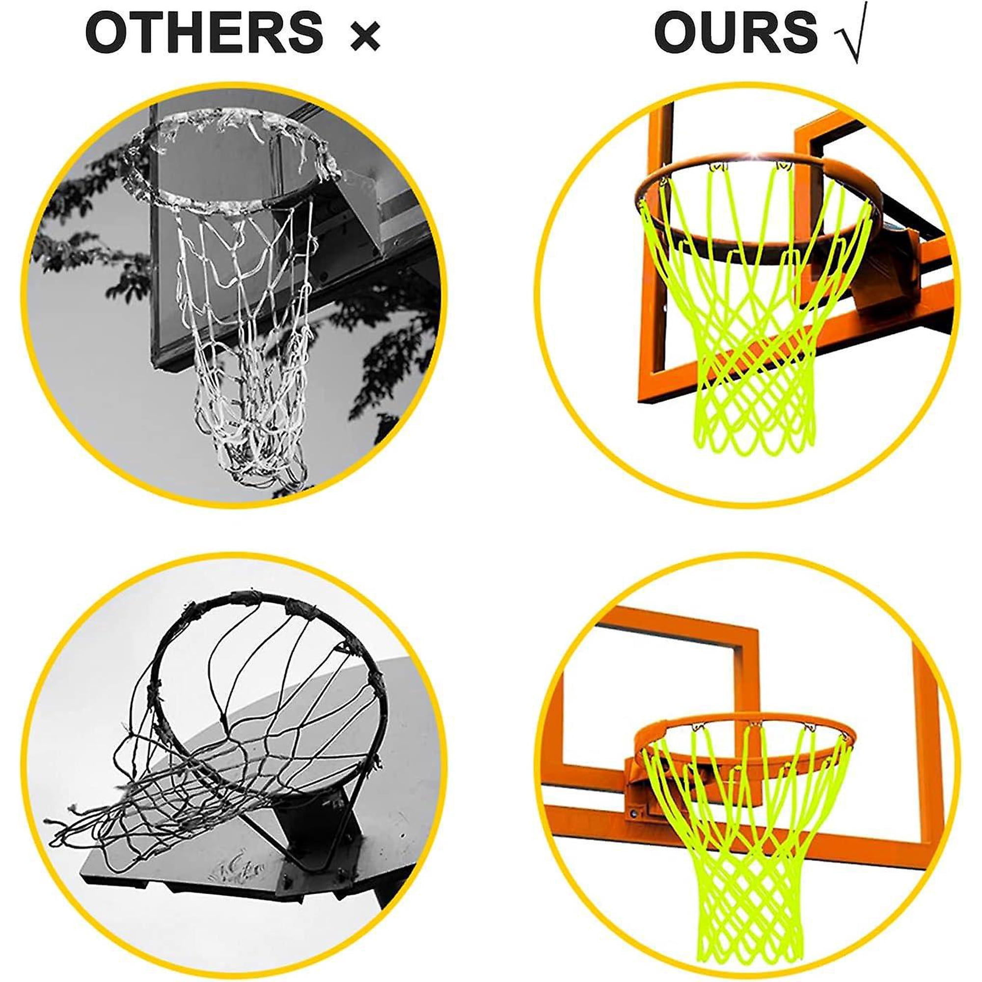 Lot De 8 Filets De Basket Tricolores – Compatibles Paniers Standards, Installation Facile !