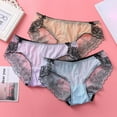 thumbnail image 2 of 3-Pack Womens Lace Trim Panties Underwear Floral Lace Sexy Bikini Panty Seamless Underpants, 2 of 8