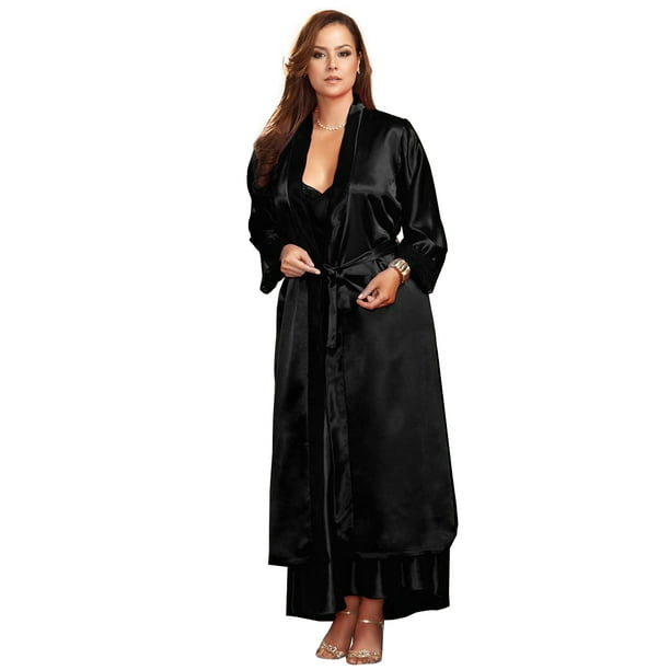 Full Figure Plus Size Long Satin Robe - Walmart.com
