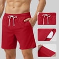 thumbnail image 2 of lcziwo Mens Board Shorts with Compression Liner Breathable Stretch Swim Trunks Multi Pockets Summer Beach Drawstring Shorts,Red,M, 2 of 5