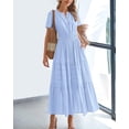 thumbnail image 2 of Vestido casual BTFBM para mujer, verano 2025, cuello en V y cintura elástica, 2 of 6