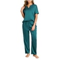 thumbnail image 3 of RongHuan Womens Pajama Set Short Sleeve Shirt with Long Pajama Pants Set Soft Fashion Loungewear, 3 of 8