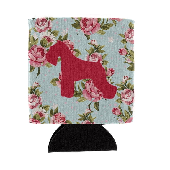 Schnauzer Shabby Chic Blue Roses Can or Bottle Beverage Insulator Hugger BB1073