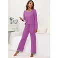 thumbnail image 5 of MINTREUS Women's Pajama Set Long Sleeve Sleepwear Ladies Soft Pjs Lounge Sets, 5 of 6